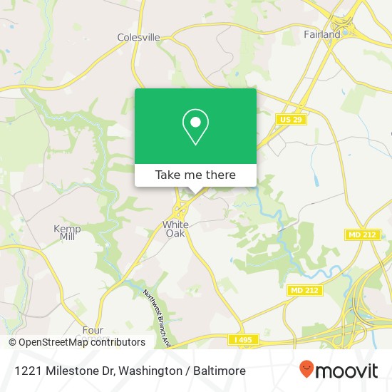 Mapa de 1221 Milestone Dr, Silver Spring, MD 20904