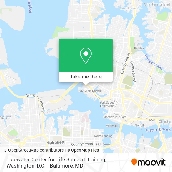 Tidewater Center for Life Support Training map