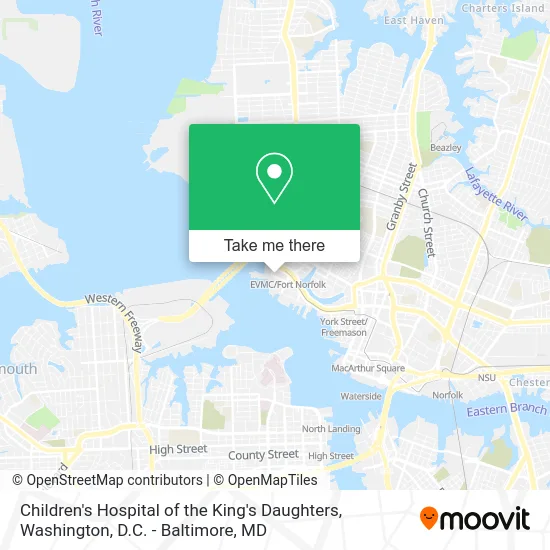 Children's Hospital of the King's Daughters map