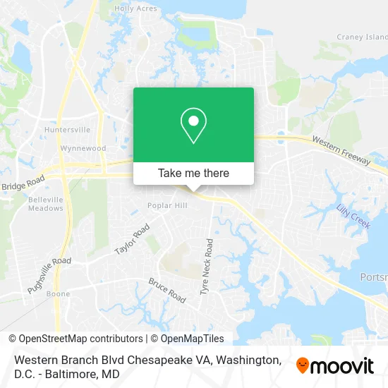 Western Branch Blvd Chesapeake VA map
