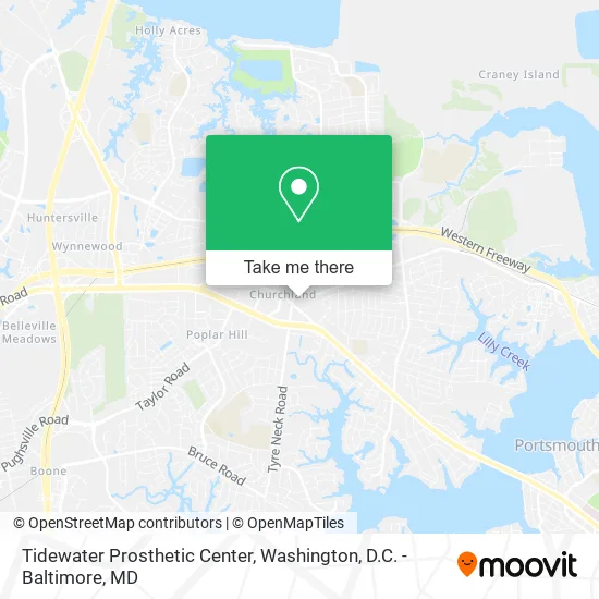 Tidewater Prosthetic Center map