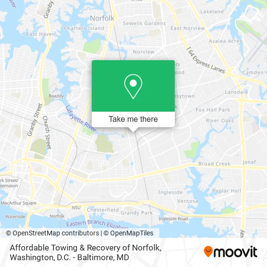 Mapa de Affordable Towing & Recovery of Norfolk