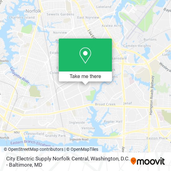 City Electric Supply Norfolk Central map