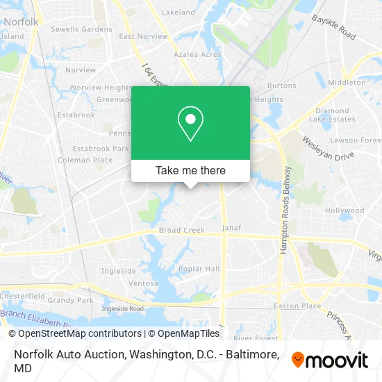 Norfolk Auto Auction map