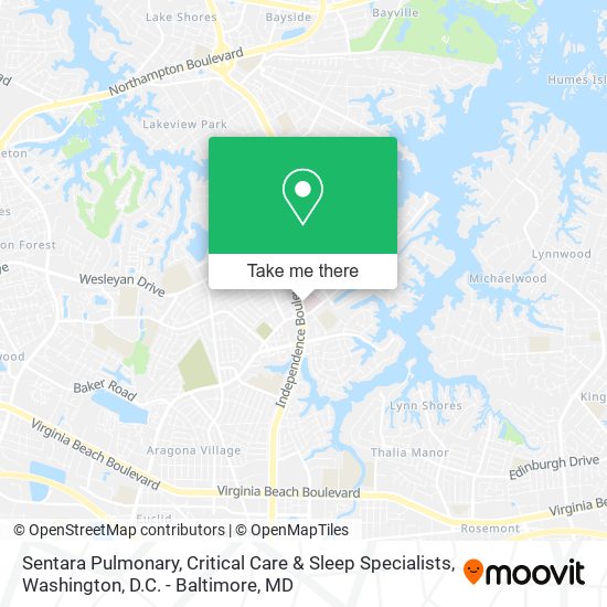 Sentara Pulmonary, Critical Care & Sleep Specialists map
