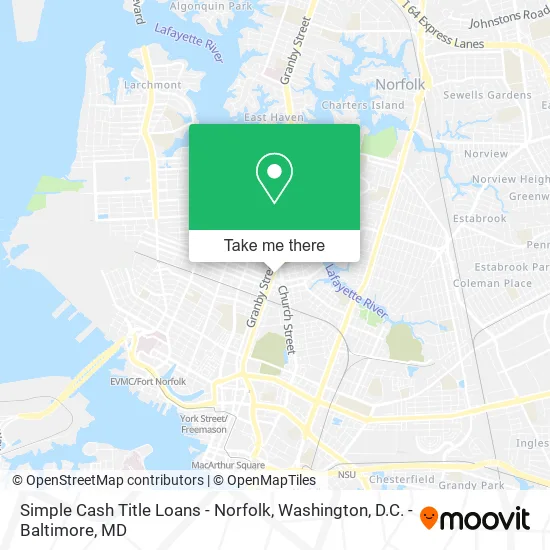 Simple Cash Title Loans - Norfolk map