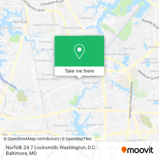 Mapa de Norfolk 24 7 Locksmith