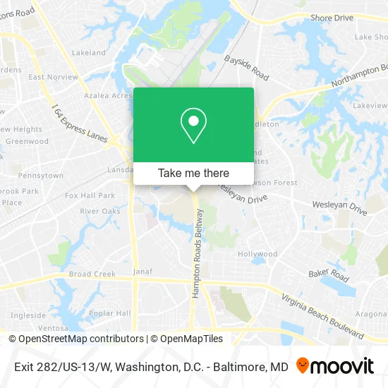 Exit 282/US-13/W map