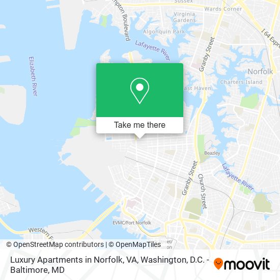Mapa de Luxury Apartments in Norfolk, VA