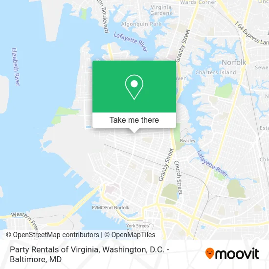 Party Rentals of Virginia map