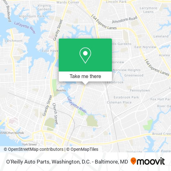 O'Reilly Auto Parts map