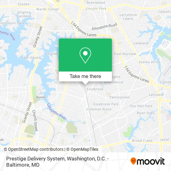 Prestige Delivery System map