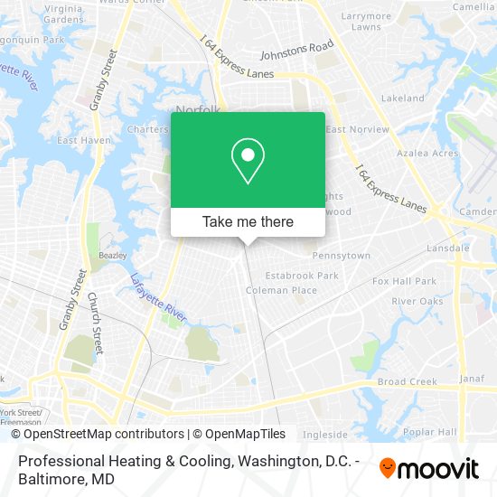 Professional Heating & Cooling map