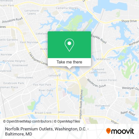Mapa de Norfolk Premium Outlets