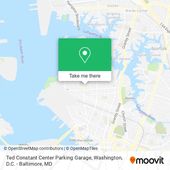 Mapa de Ted Constant Center Parking Garage