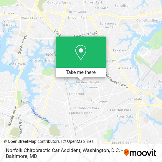 Norfolk Chiropractic Car Accident map