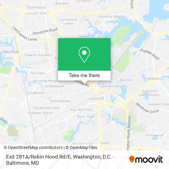 Mapa de Exit 281A/Robin Hood Rd/E
