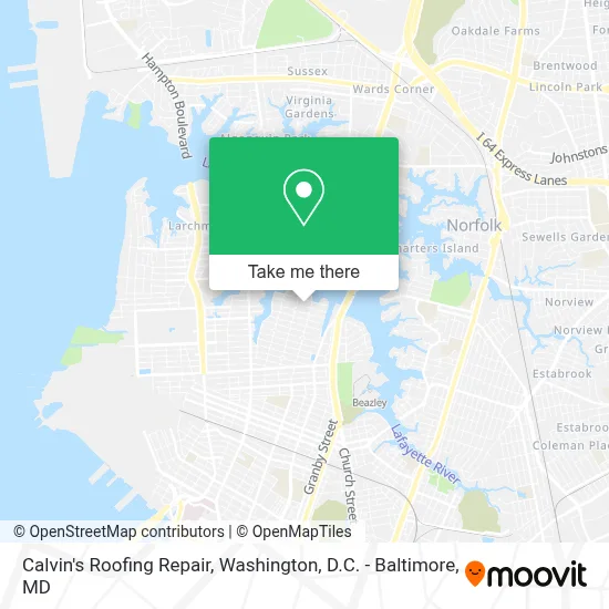 Calvin's Roofing Repair map