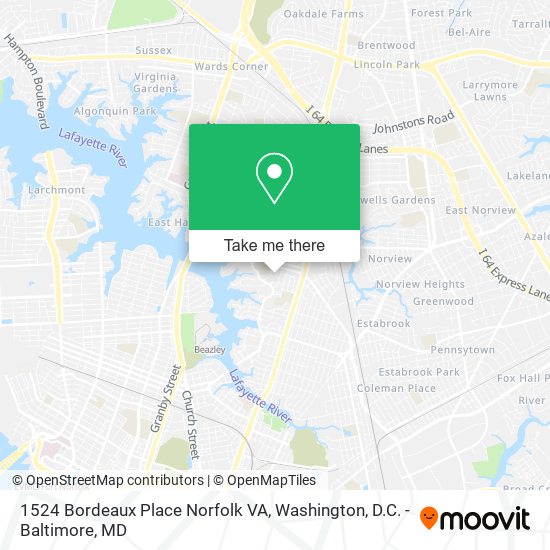 1524 Bordeaux Place Norfolk VA map