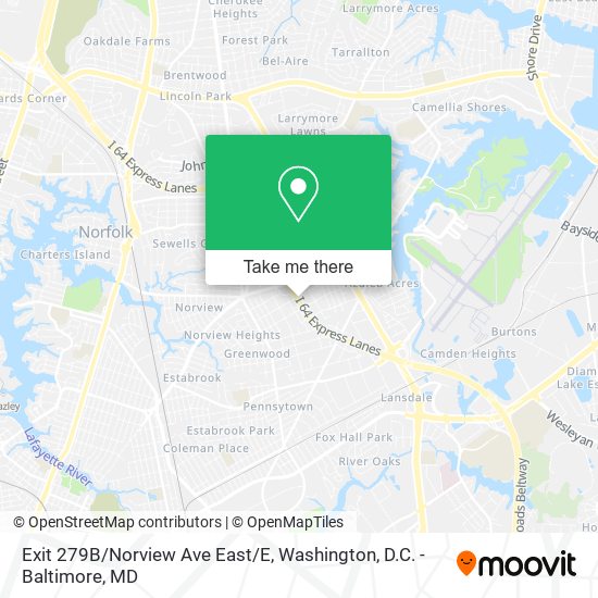 Exit 279B/Norview Ave East/E map