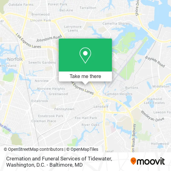 Cremation and Funeral Services of Tidewater map