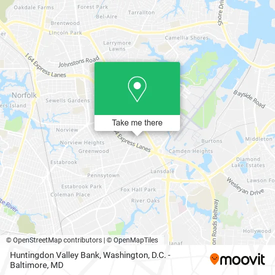 Huntingdon Valley Bank map