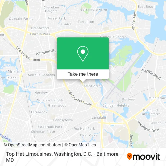 Top Hat Limousines map