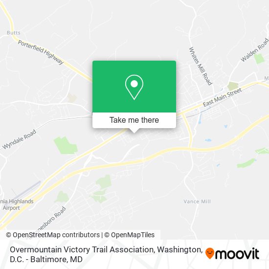 Mapa de Overmountain Victory Trail Association