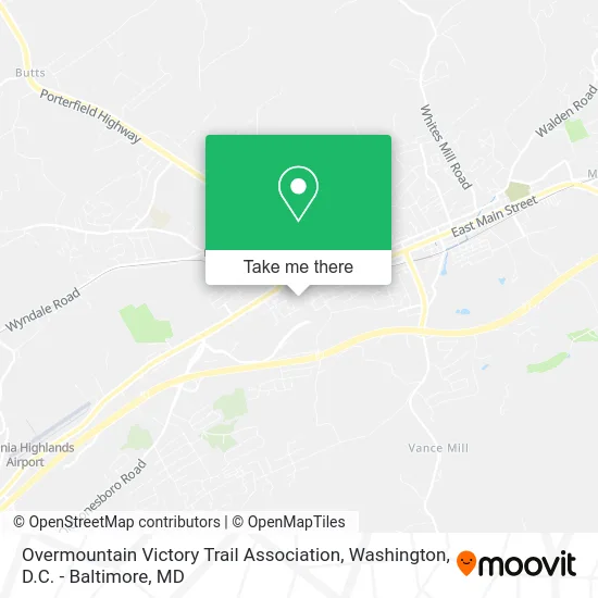 Overmountain Victory Trail Association map