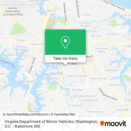Virginia Department of Motor Vehicles map