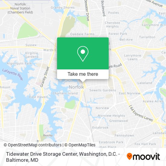 Mapa de Tidewater Drive Storage Center