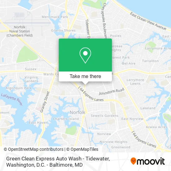 Green Clean Express Auto Wash - Tidewater map