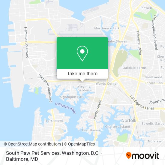 South Paw Pet Services map