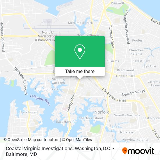Coastal Virginia Investigations map