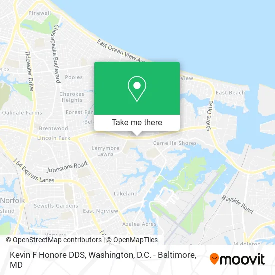 Mapa de Kevin F Honore DDS