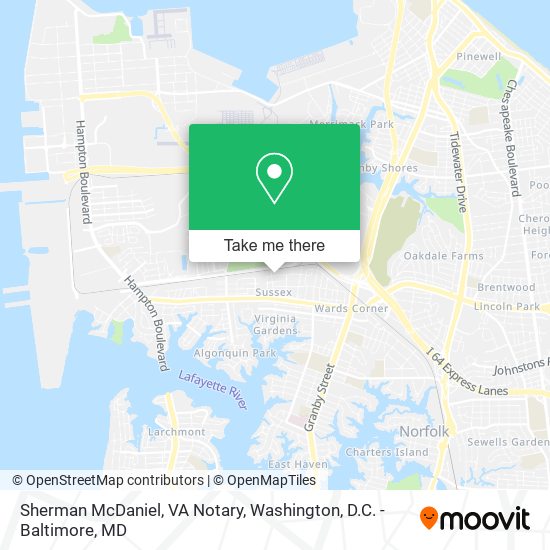 Sherman McDaniel, VA Notary map