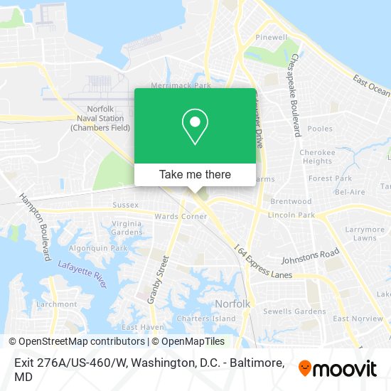 Exit 276A/US-460/W map