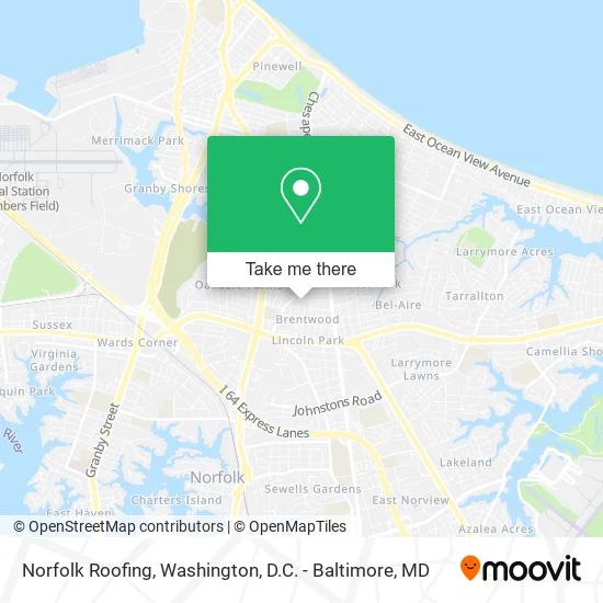 Norfolk Roofing map