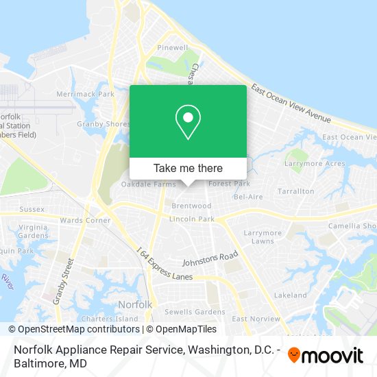 Mapa de Norfolk Appliance Repair Service