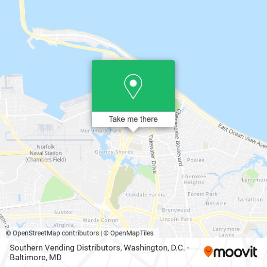 Southern Vending Distributors map