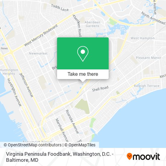 Mapa de Virginia Peninsula Foodbank