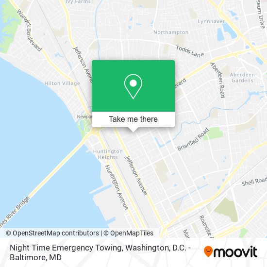 Night Time Emergency Towing map