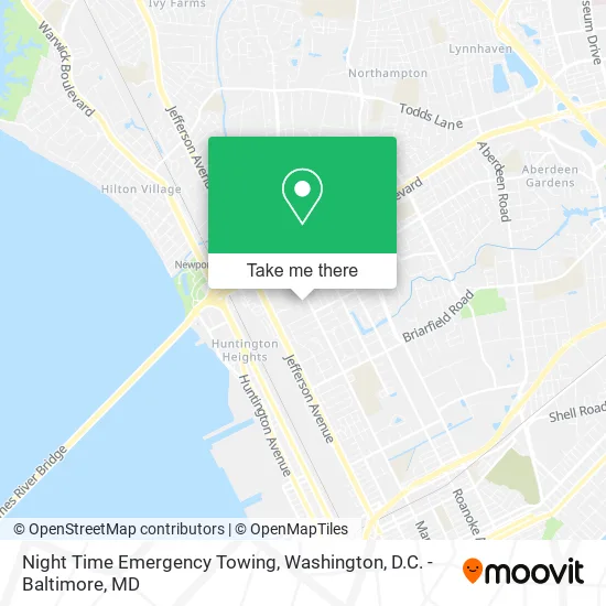 Night Time Emergency Towing map