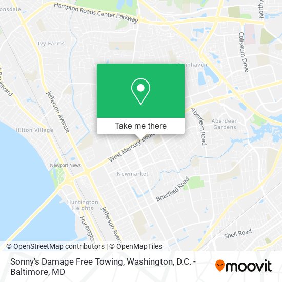 Sonny's Damage Free Towing map