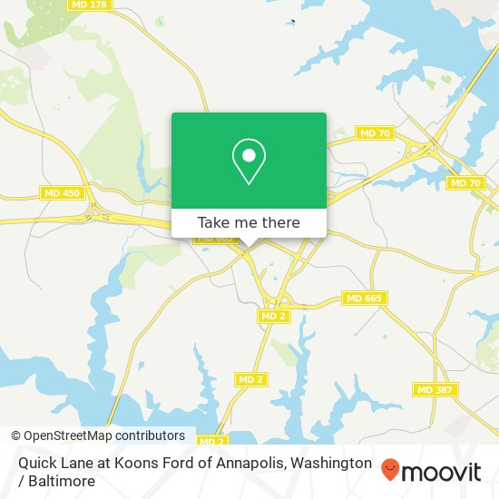 Quick Lane at Koons Ford of Annapolis, 2540 Riva Rd map