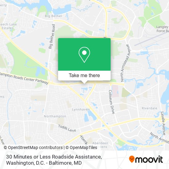 30 Minutes or Less Roadside Assistance map