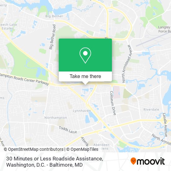Mapa de 30 Minutes or Less Roadside Assistance