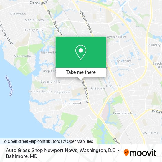 Auto Glass Shop Newport News map