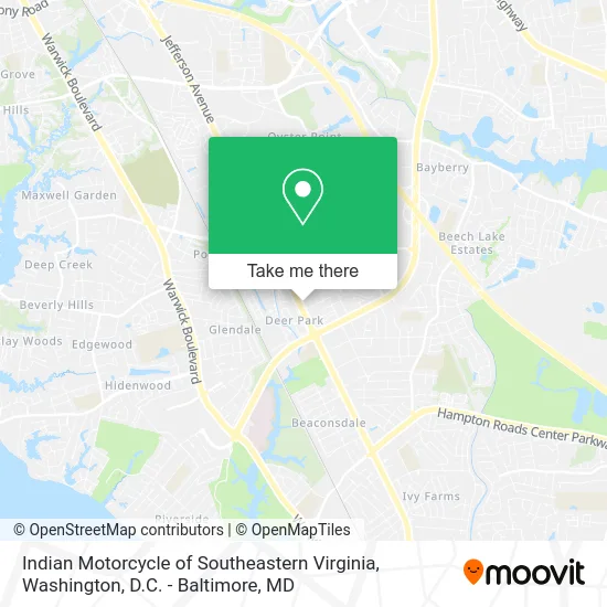 Indian Motorcycle of Southeastern Virginia map
