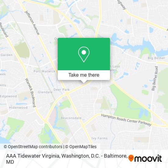 Mapa de AAA Tidewater Virginia